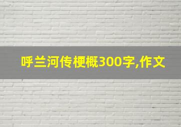 呼兰河传梗概300字,作文