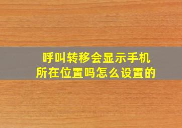 呼叫转移会显示手机所在位置吗怎么设置的