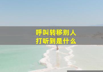 呼叫转移别人打听到是什么