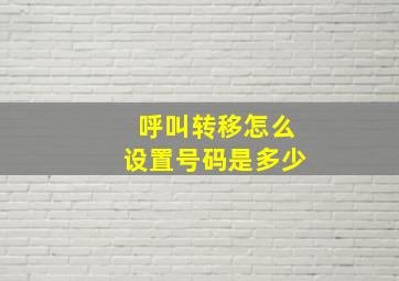 呼叫转移怎么设置号码是多少