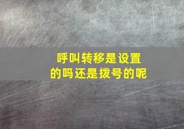 呼叫转移是设置的吗还是拨号的呢