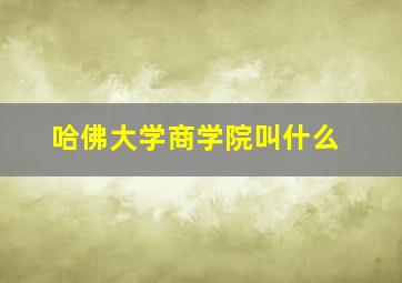 哈佛大学商学院叫什么