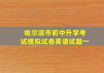 哈尔滨市初中升学考试模拟试卷英语试题一