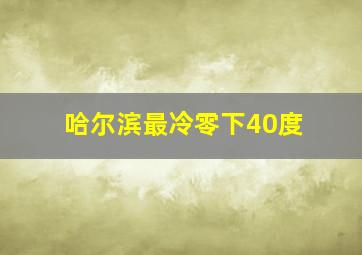 哈尔滨最冷零下40度