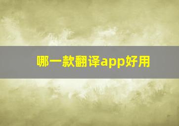 哪一款翻译app好用