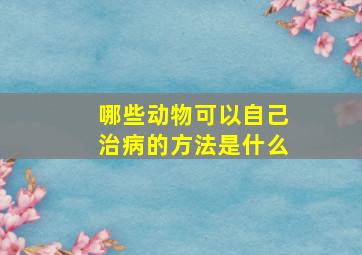 哪些动物可以自己治病的方法是什么