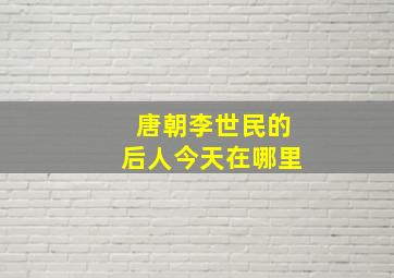 唐朝李世民的后人今天在哪里