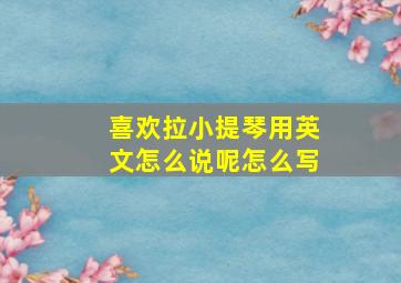 喜欢拉小提琴用英文怎么说呢怎么写