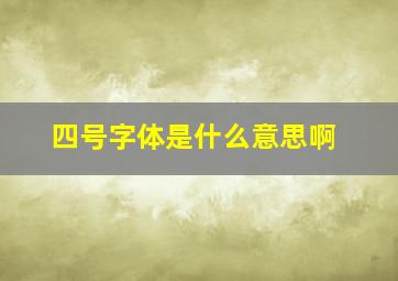 四号字体是什么意思啊