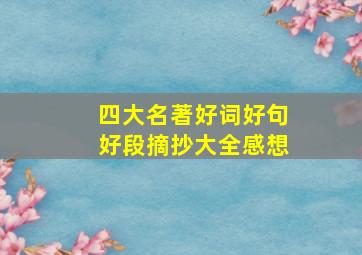 四大名著好词好句好段摘抄大全感想