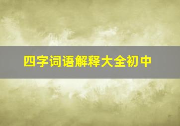 四字词语解释大全初中