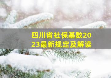 四川省社保基数2023最新规定及解读