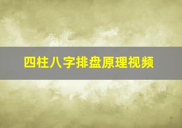 四柱八字排盘原理视频