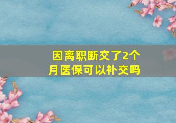 因离职断交了2个月医保可以补交吗