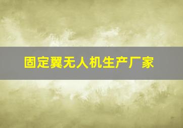 固定翼无人机生产厂家