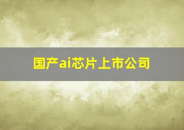 国产ai芯片上市公司