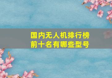 国内无人机排行榜前十名有哪些型号