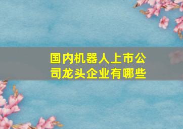 国内机器人上市公司龙头企业有哪些