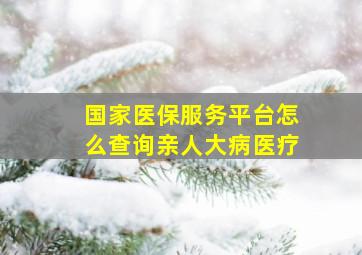 国家医保服务平台怎么查询亲人大病医疗