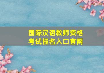 国际汉语教师资格考试报名入口官网