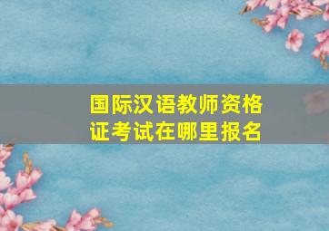 国际汉语教师资格证考试在哪里报名