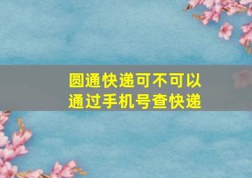 圆通快递可不可以通过手机号查快递