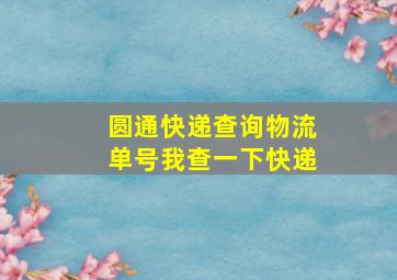 圆通快递查询物流单号我查一下快递