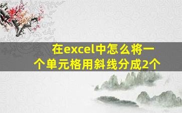 在excel中怎么将一个单元格用斜线分成2个