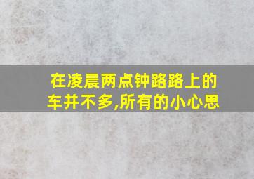 在凌晨两点钟路路上的车并不多,所有的小心思