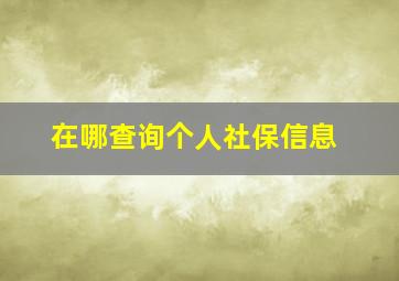 在哪查询个人社保信息