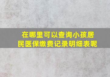 在哪里可以查询小孩居民医保缴费记录明细表呢