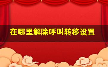 在哪里解除呼叫转移设置