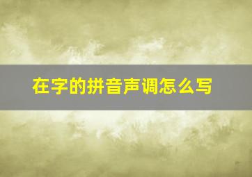 在字的拼音声调怎么写