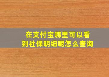 在支付宝哪里可以看到社保明细呢怎么查询