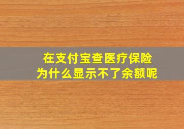 在支付宝查医疗保险为什么显示不了余额呢