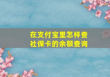 在支付宝里怎样查社保卡的余额查询