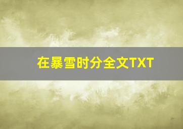 在暴雪时分全文TXT