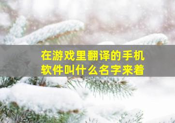 在游戏里翻译的手机软件叫什么名字来着