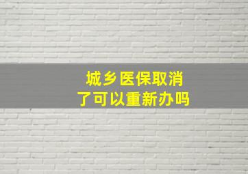 城乡医保取消了可以重新办吗