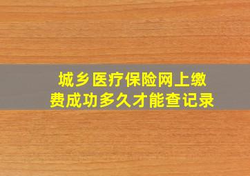 城乡医疗保险网上缴费成功多久才能查记录