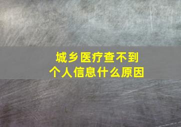 城乡医疗查不到个人信息什么原因