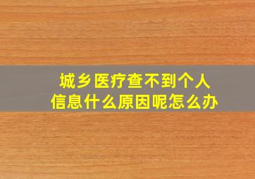 城乡医疗查不到个人信息什么原因呢怎么办