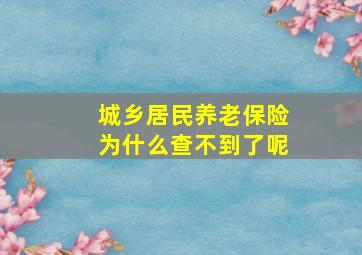 城乡居民养老保险为什么查不到了呢