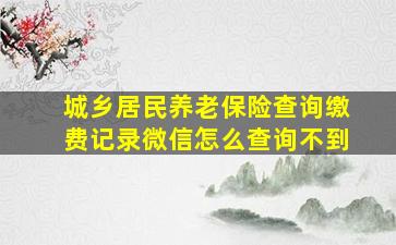 城乡居民养老保险查询缴费记录微信怎么查询不到