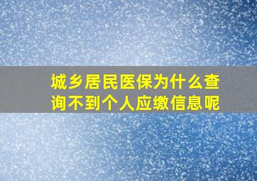 城乡居民医保为什么查询不到个人应缴信息呢