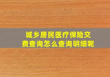 城乡居民医疗保险交费查询怎么查询明细呢