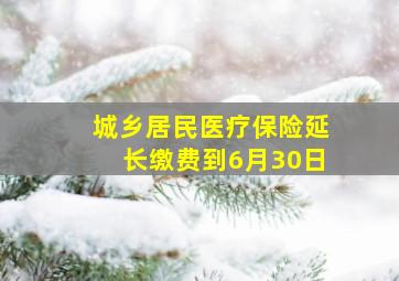 城乡居民医疗保险延长缴费到6月30日