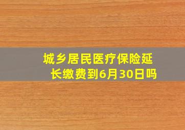 城乡居民医疗保险延长缴费到6月30日吗