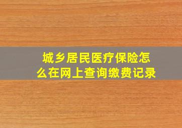 城乡居民医疗保险怎么在网上查询缴费记录