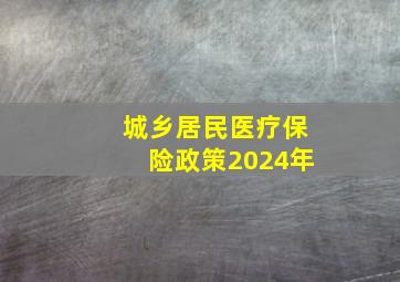 城乡居民医疗保险政策2024年